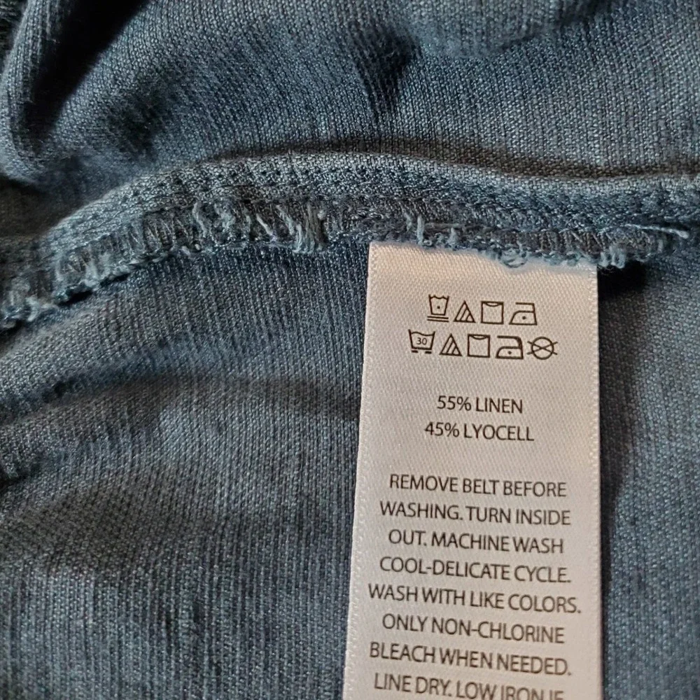 C&C‎ California Teal Blue Linen Blend Drawstring Waist Pants Women's Size L - Picture 6 of 10